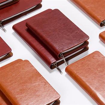 商務(wù)定制 A6皮質(zhì)商務(wù)拉鏈包記事本 創(chuàng)意活頁筆記本