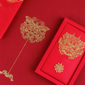 故宮 萬?；⒔饘贂?銅制書簽 創(chuàng)意中國風書夾禮品禮物 萬?；⒔饘贂?如意