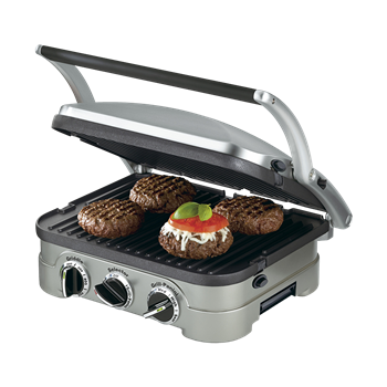 美膳雅（Cuisinart）電烤爐燒烤爐 雙面無(wú)煙烤肉鍋電烤盤 帕尼尼牛排機(jī) 三明治機(jī) 家用燒烤機(jī) GR-4NCN燒烤機(jī)