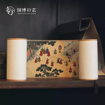 中國(guó)國(guó)家博物館迷你復(fù)刻卷軸掛畫玄關(guān)豎版茶室山水字畫背景墻裝飾