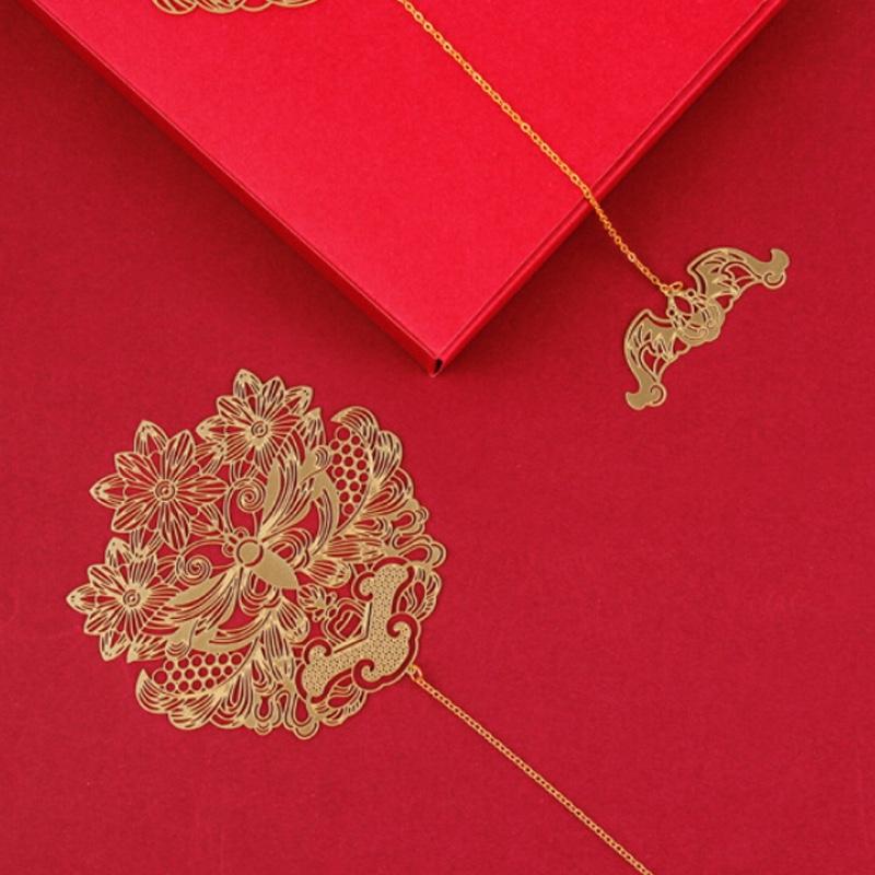 故宮 萬?；⒔饘贂?銅制書簽 創(chuàng)意中國風(fēng)書夾禮品禮物 萬?；⒔饘贂?如意