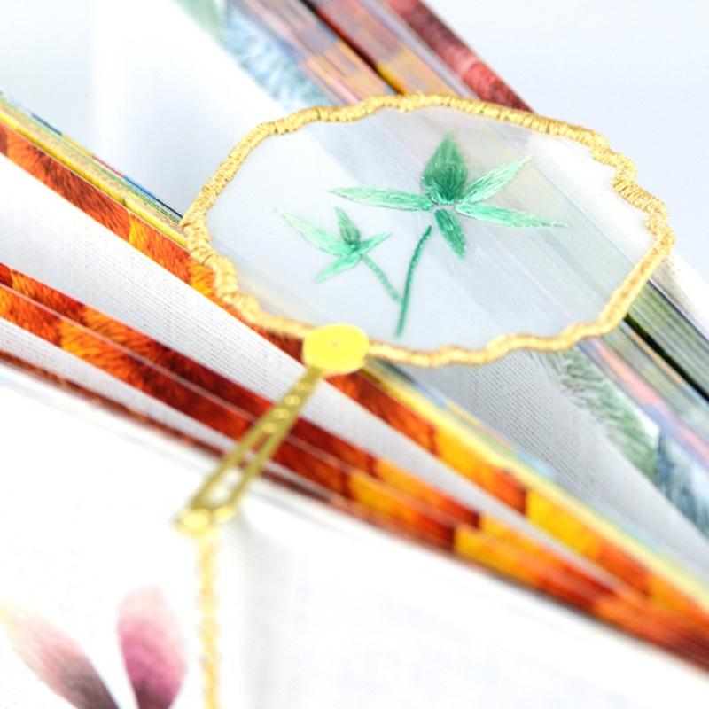 新品古風(fēng)書簽刺繡diy套件團(tuán)扇蘇繡書簽文創(chuàng)禮品復(fù)古中國(guó)風(fēng)竹子
