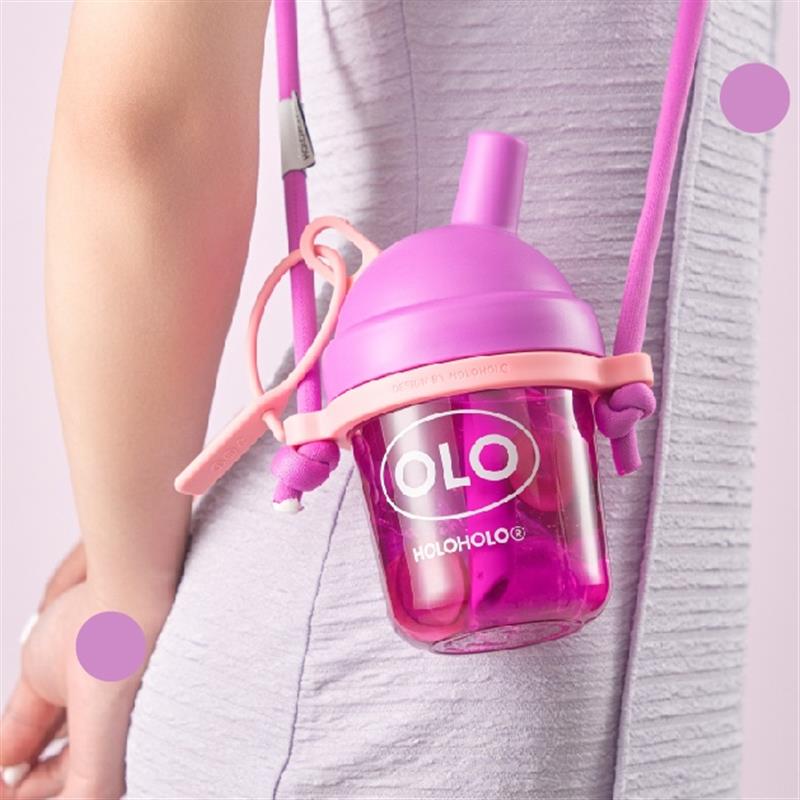 holoholo奶茶杯子夏季兒童簡約水杯女生高顏值便攜粗多巴胺吸管杯